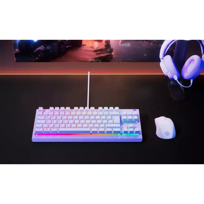 Teclado gaming mecánico TKL STEELSERIES Apex 3 TKL US RGB con retroiluminación, tenkeyless, distribución US
