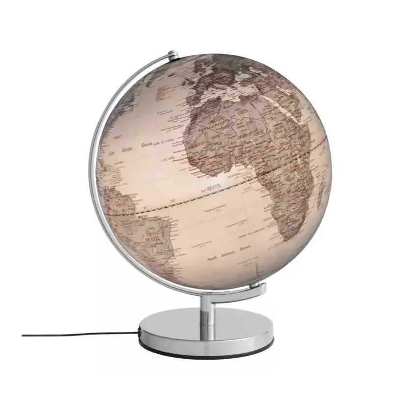 Globo terráqueo de sobremesa político TROIKA STELLAR LIGHT 30 cm de diámetro, diseño clásico, alimentación por red, plateado