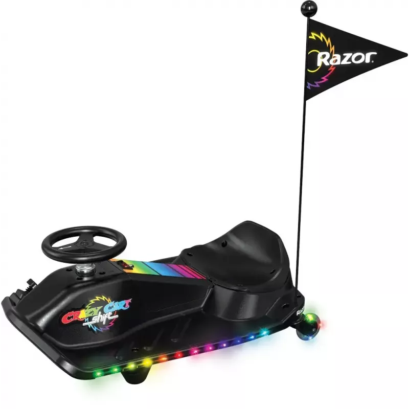 Kart eléctrico de derrape Razor CRAZY CART Shift Lightshow — batería de litio recargable, espectáculo de luces LED, 13 km/h, 40 min