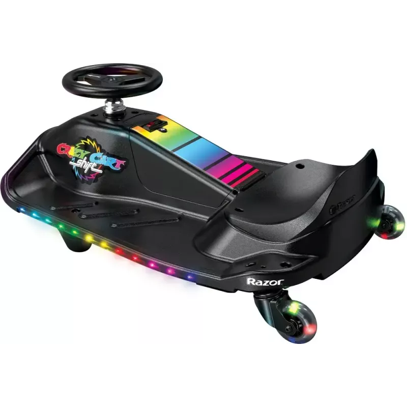 Kart eléctrico de derrape Razor CRAZY CART Shift Lightshow — batería de litio recargable, espectáculo de luces LED, 13 km/h, 40 min