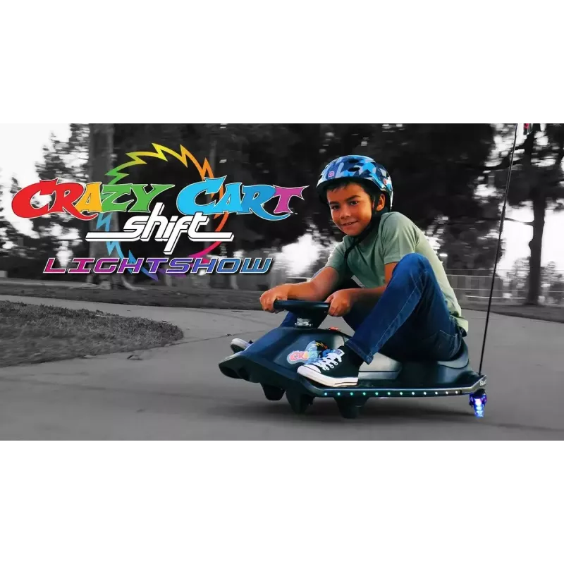Kart eléctrico de derrape Razor CRAZY CART Shift Lightshow — batería de litio recargable, espectáculo de luces LED, 13 km/h, 40 min