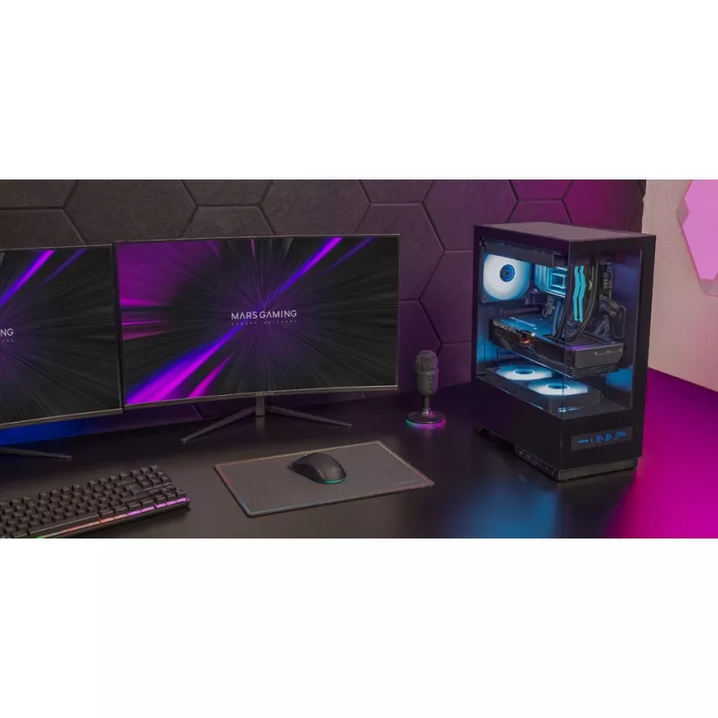 Caja de PC TACENS MARS MC-PULSAR LCD ATX Midi Tower, cristal templado, LCD frontal, USB-C, compatible con GPU 33,2 cm