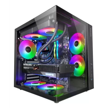 Caja de PC TACENS Mars Gaming MCV-ONE Midi Tower – Negra, ATX/Micro-ATX/Mini-ITX, cristal templado, compatible con ventiladores de 120 mm