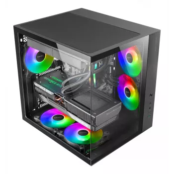 Caja de PC TACENS Mars Gaming MCV-ONE Midi Tower – Negra, ATX/Micro-ATX/Mini-ITX, cristal templado, compatible con ventiladores de 120 mm