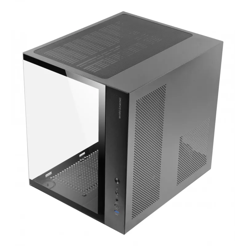 Caja de PC TACENS Mars Gaming MCV-ONE Midi Tower – Negra, ATX/Micro-ATX/Mini-ITX, cristal templado, compatible con ventiladores de 120 mm