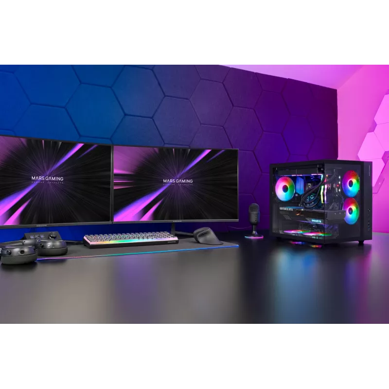 Caja de PC TACENS Mars Gaming MCV-ONE Midi Tower – Negra, ATX/Micro-ATX/Mini-ITX, cristal templado, compatible con ventiladores de 120 mm