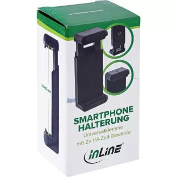 Soporte universal para móvil InLine para palos selfie y trípodes negro