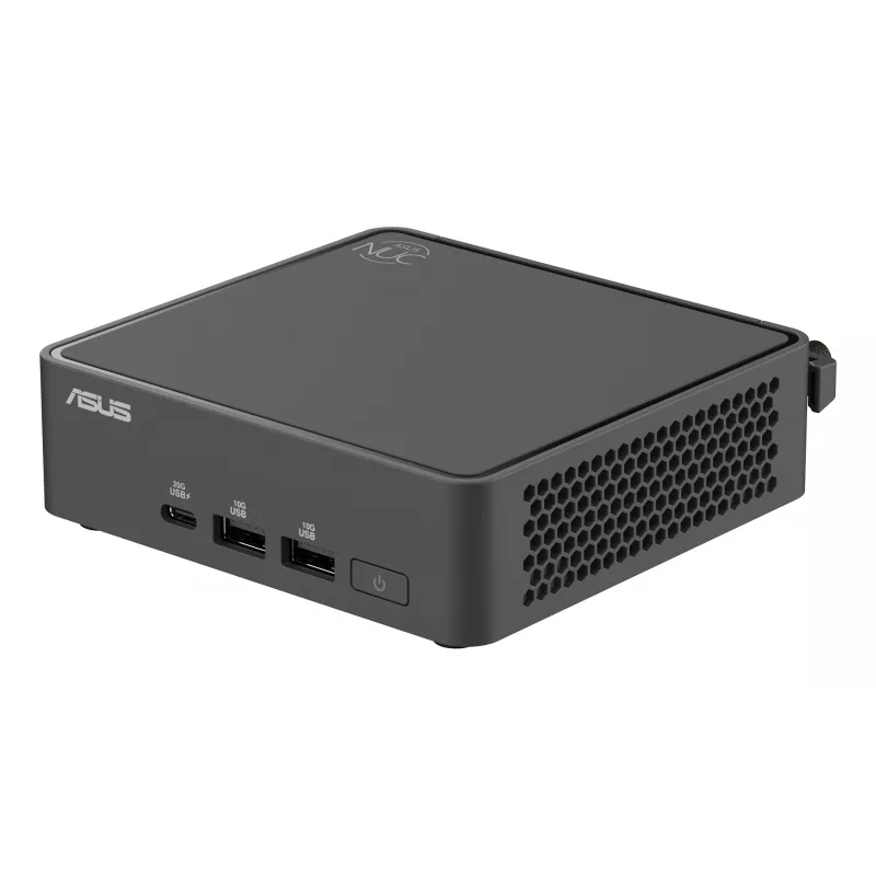Barebone mini-PC ASUS NUC 15 Pro kit delgado RNUC15CRKI300000 — Core 3 100U hasta 4,7 GHz, sin RAM, Intel Graphics, Wi‑Fi 6/7, Bluetooth 5.4, 1Gb + 2.5Gb Ethernet, negro