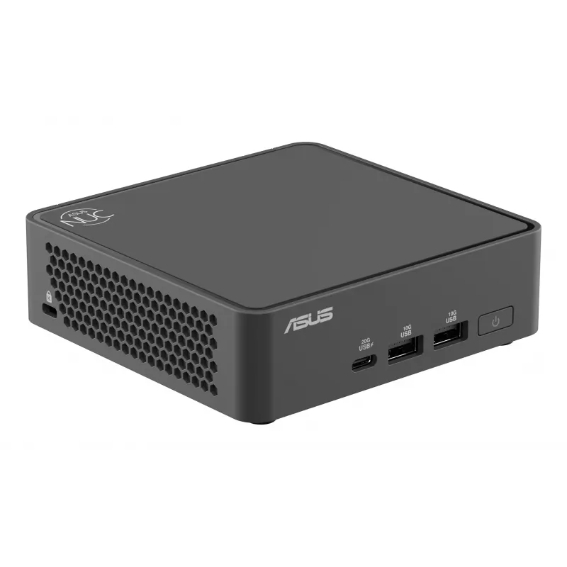 Barebone mini-PC ASUS NUC 15 Pro kit delgado RNUC15CRKI300000 — Core 3 100U hasta 4,7 GHz, sin RAM, Intel Graphics, Wi‑Fi 6/7, Bluetooth 5.4, 1Gb + 2.5Gb Ethernet, negro