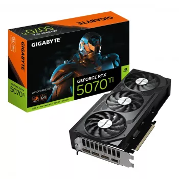 Tarjeta gráfica GIGABYTE GeForce RTX 5070 Ti WINDFORCE OC V2 — 16 GB GDDR7, 256 bits, PCIe 5.0, 2497 MHz, 3x DP, HDMI