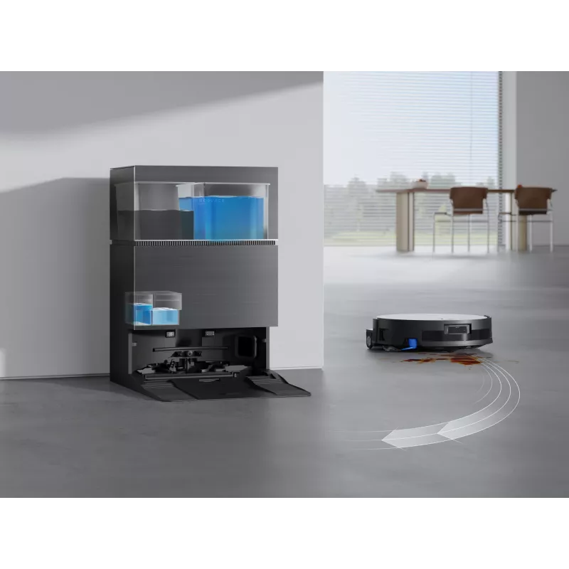 Robot aspirador Ecovacs Deebot X11 Pro Omni — negro, Li‑Ion 6400 mAh, 206 min de autonomía, 0,22 L de depósito de polvo, estación base 2,5 L