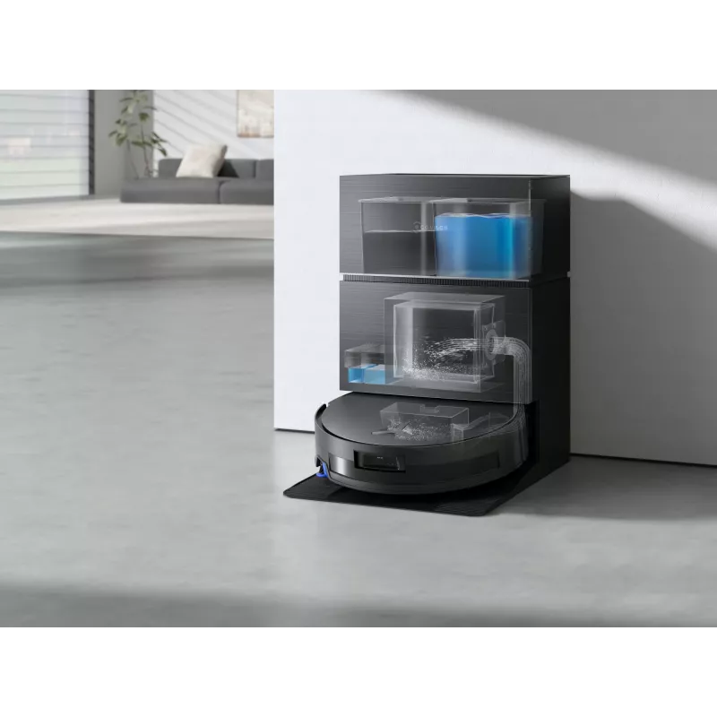 Robot aspirador Ecovacs Deebot X11 Pro Omni — negro, Li‑Ion 6400 mAh, 206 min de autonomía, 0,22 L de depósito de polvo, estación base 2,5 L