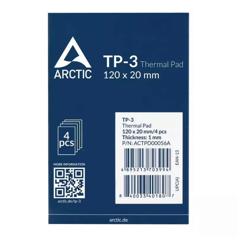 ARCTIC TP-3 Premium Performance almohadilla térmica 120 x 20 mm, 1 mm