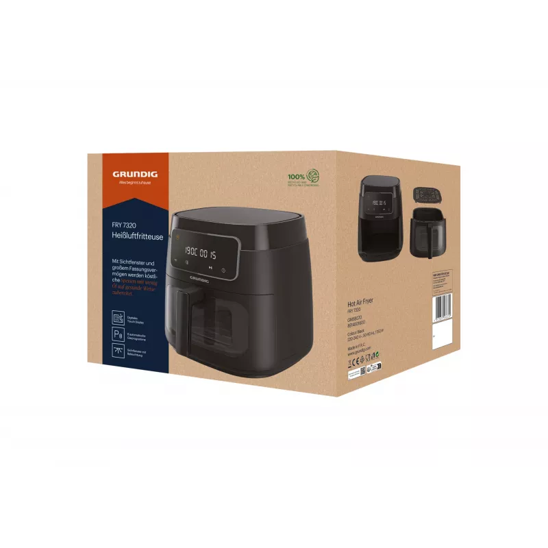 Grundig FRY 7320 freidora de aire individual 7,6 L de pie 1900 W negra