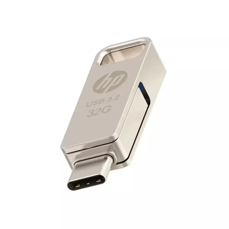 Memoria USB HP x206C 32 GB, USB Type-A/Type-C, USB 3.2 Gen 1, giratoria, plata