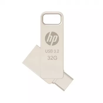 Memoria USB HP x206C 32 GB, USB Type-A/Type-C, USB 3.2 Gen 1, giratoria, plata
