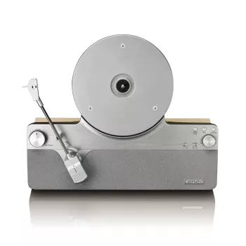 Tocadiscos de transmisión por correa Lenco LSA-071SI, totalmente automático, gris, Bluetooth, 3,5 mm, 10 W