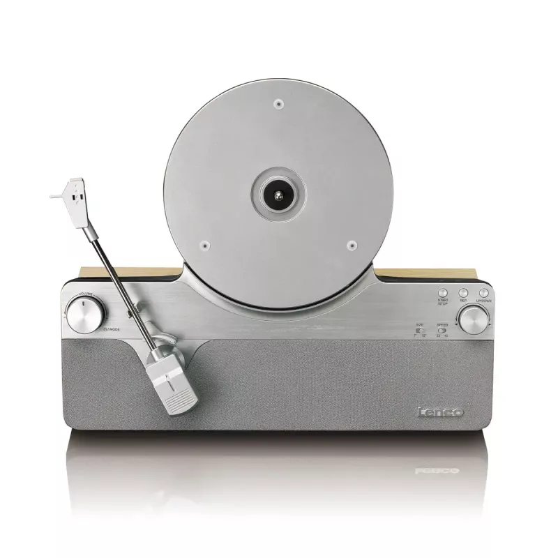 Tocadiscos de transmisión por correa Lenco LSA-071SI, totalmente automático, gris, Bluetooth, 3,5 mm, 10 W