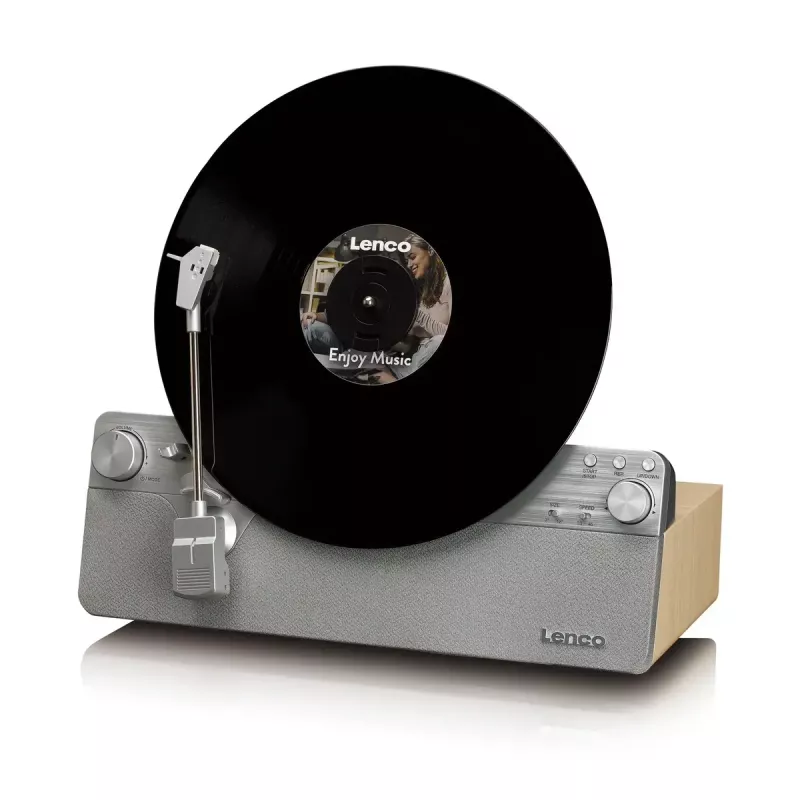 Tocadiscos de transmisión por correa Lenco LSA-071SI, totalmente automático, gris, Bluetooth, 3,5 mm, 10 W