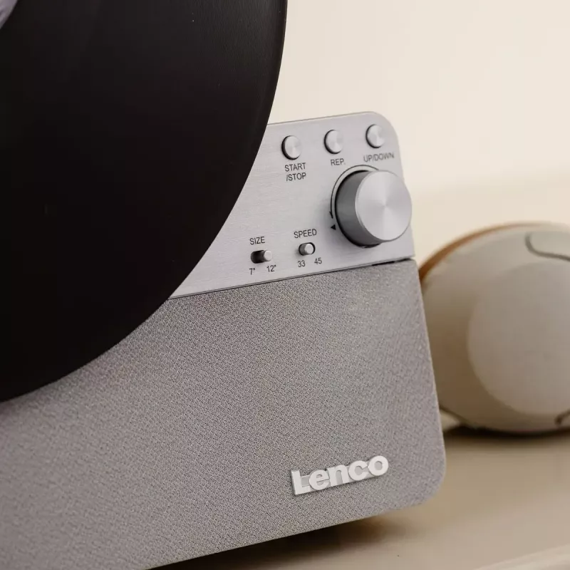 Tocadiscos de transmisión por correa Lenco LSA-071SI, totalmente automático, gris, Bluetooth, 3,5 mm, 10 W