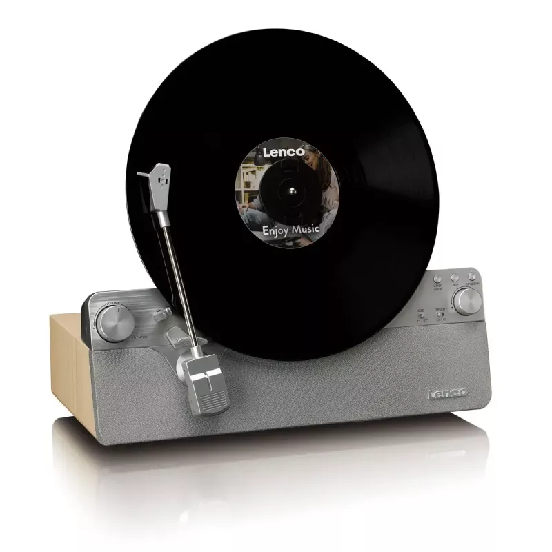 Tocadiscos de transmisión por correa Lenco LSA-071SI, totalmente automático, gris, Bluetooth, 3,5 mm, 10 W