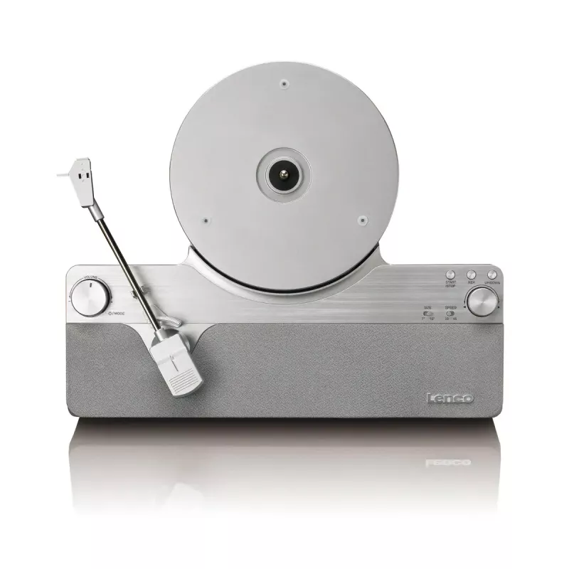 Tocadiscos de transmisión por correa Lenco LSA-071SI, totalmente automático, gris, Bluetooth, 3,5 mm, 10 W