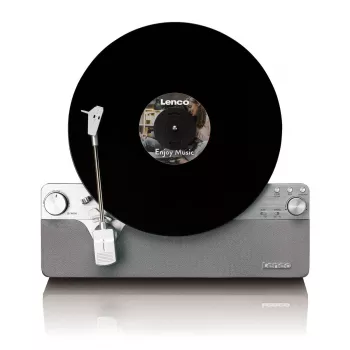 Tocadiscos de transmisión por correa Lenco LSA-071SI, totalmente automático, gris, Bluetooth, 3,5 mm, 10 W