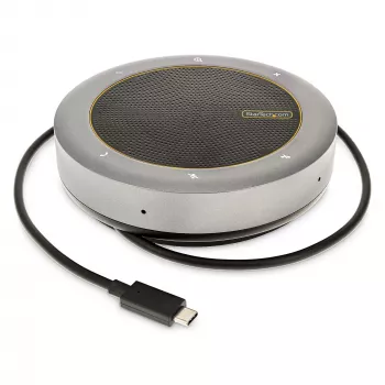 StarTech.com Base de acoplamiento con altavoz USB-C, altavoz de conferencia portátil mini y base de audio, USB-C a VGA/HDMI 4K, concentrador 2x USB-A, micrófono/altavoz, altavoz para Teams/Zoom/Softphone