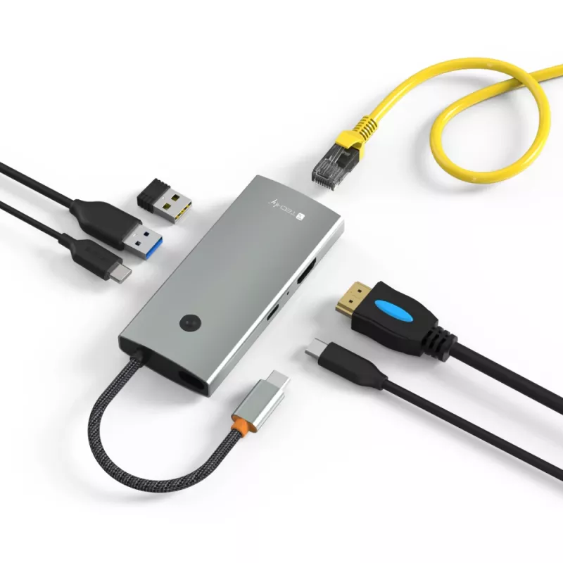 Techly IUSB32C-HUB6HPDI Concentrador de interfaces USB 3.2 Gen 1 (3.1 Gen 1) Type-C 5000 Mbit/s Aluminio