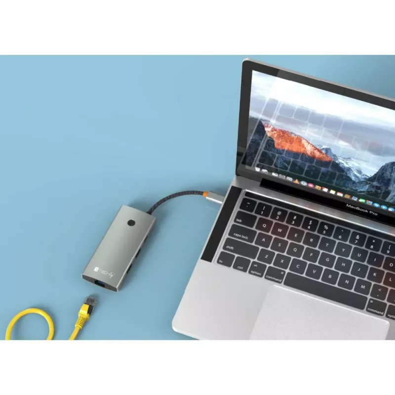 Techly IUSB32C-HUB6HPDI Concentrador de interfaces USB 3.2 Gen 1 (3.1 Gen 1) Type-C 5000 Mbit/s Aluminio