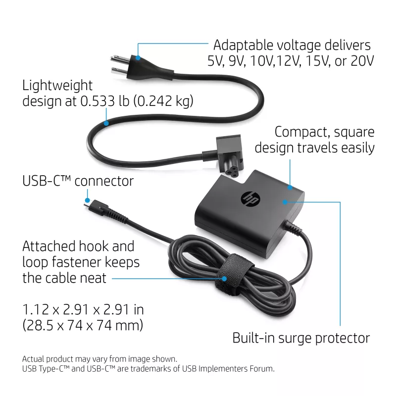 HP X7W50AA 65W SFF adaptador de corriente USB-C, EURO