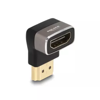 DeLOCK Adaptador HDMI conector macho a conector hembra 90° hacia arriba en ángulo 8K 60 Hz gris Metal