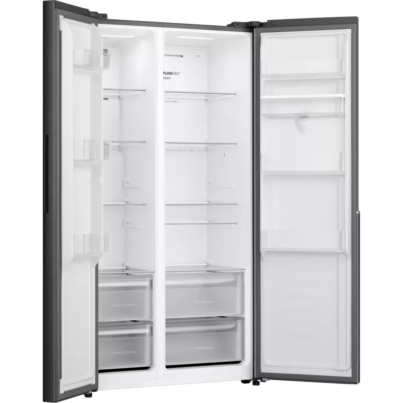 Gorenje Frigorífico Side-by-Side NRS917E41BXWD, independiente, American Door, Negro, 2 puertas, Touch, LED
