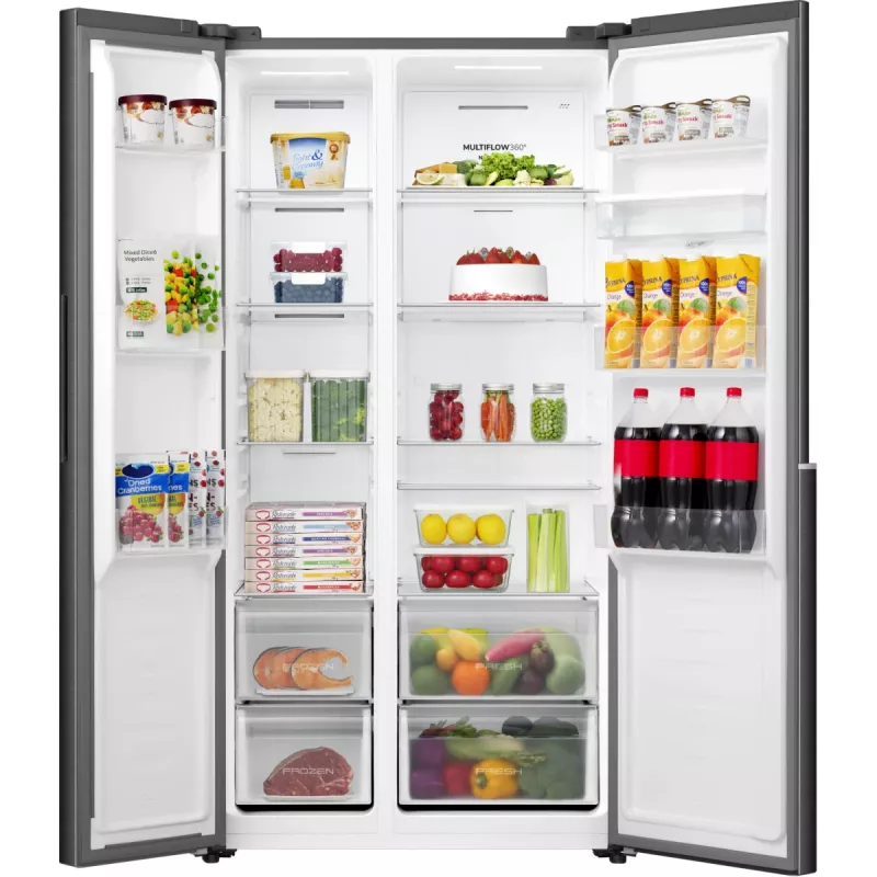 Gorenje Frigorífico Side-by-Side NRS917E41BXWD, independiente, American Door, Negro, 2 puertas, Touch, LED