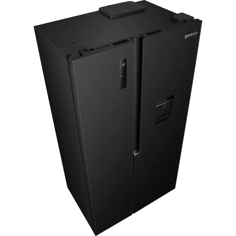 Gorenje Frigorífico Side-by-Side NRS917E41BXWD, independiente, American Door, Negro, 2 puertas, Touch, LED