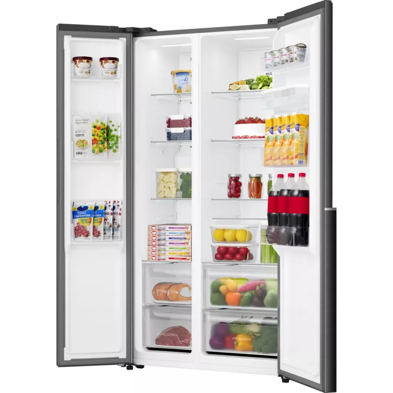 Gorenje Frigorífico Side-by-Side NRS917E41BXWD, independiente, American Door, Negro, 2 puertas, Touch, LED