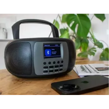 Radio portátil DAB+/FM Lenco SCD-860 con Bluetooth, reproductor de CD, pantalla TFT de 2,4 pulgadas, 2×2W, AUX, batería/red