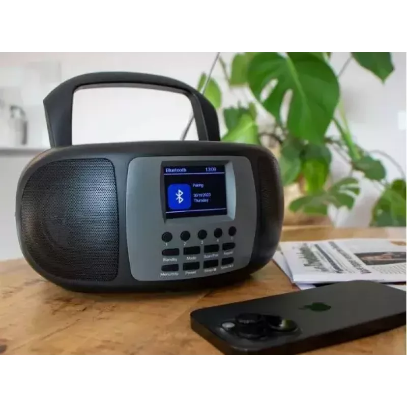 Radio portátil DAB+/FM Lenco SCD-860 con Bluetooth, reproductor de CD, pantalla TFT de 2,4 pulgadas, 2×2W, AUX, batería/red