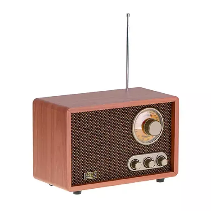 Radio portátil Adler AD 1171 – AM/FM, 10 W RMS, Bluetooth, antena externa, bronce, 290×200×172 mm