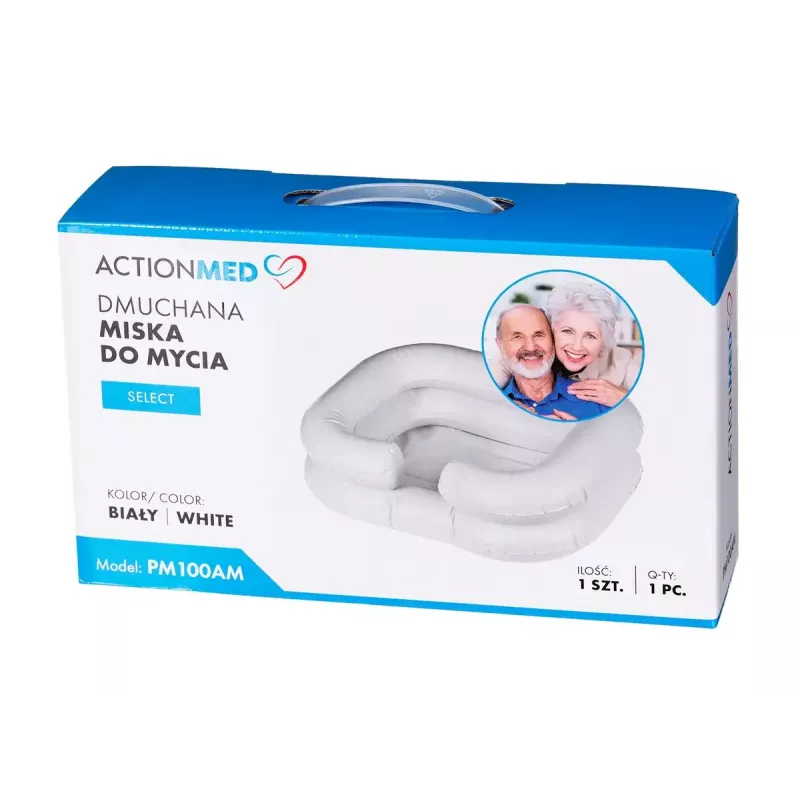 Palangana inflable ActionMed PM100AM — recipiente rectangular de higiene y rehabilitación con bomba, blanco