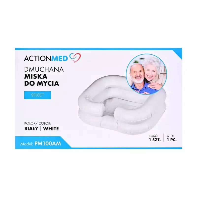 Palangana inflable ActionMed PM100AM — recipiente rectangular de higiene y rehabilitación con bomba, blanco