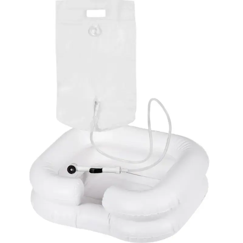 Palangana inflable de lavado ActionMed PM200AM — recipiente de higiene rectangular portátil, blanco, bomba y manguera incluidas