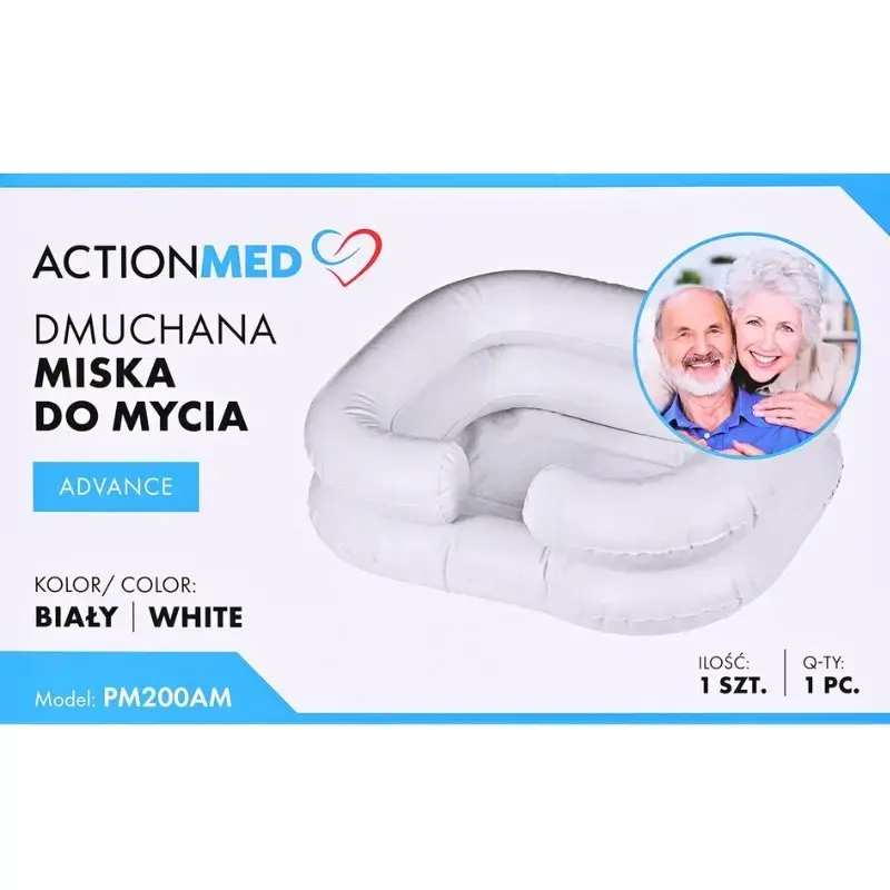 Palangana inflable de lavado ActionMed PM200AM — recipiente de higiene rectangular portátil, blanco, bomba y manguera incluidas