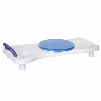 Asiento de baño ActionMed LW400AM 2 en 1 con disco giratorio de transferencia, blanco, resistente a la humedad, asiento ergonómico, orificio para colgar