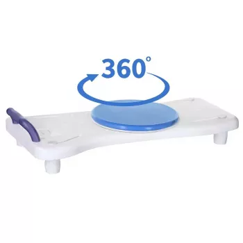 Asiento de baño ActionMed LW400AM 2 en 1 con disco giratorio de transferencia, blanco, resistente a la humedad, asiento ergonómico, orificio para colgar