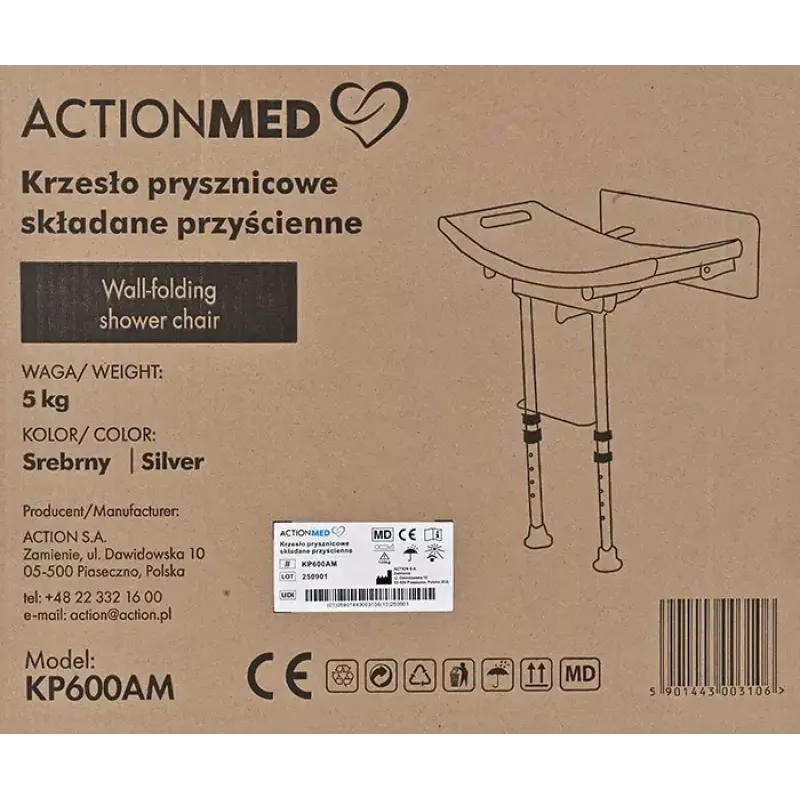 ActionMed KP600AM silla de ducha plegable de pared