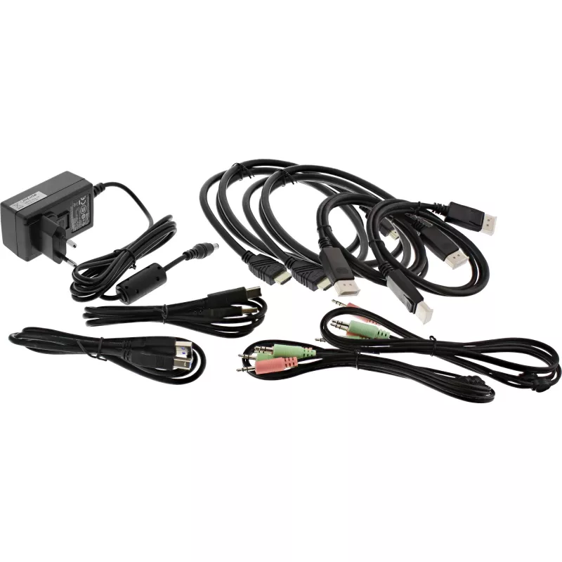 Conmutador KVM de sobremesa InLine, 2 puertos, doble monitor, DP+HDMI, 4K, USB 3.0, Audio