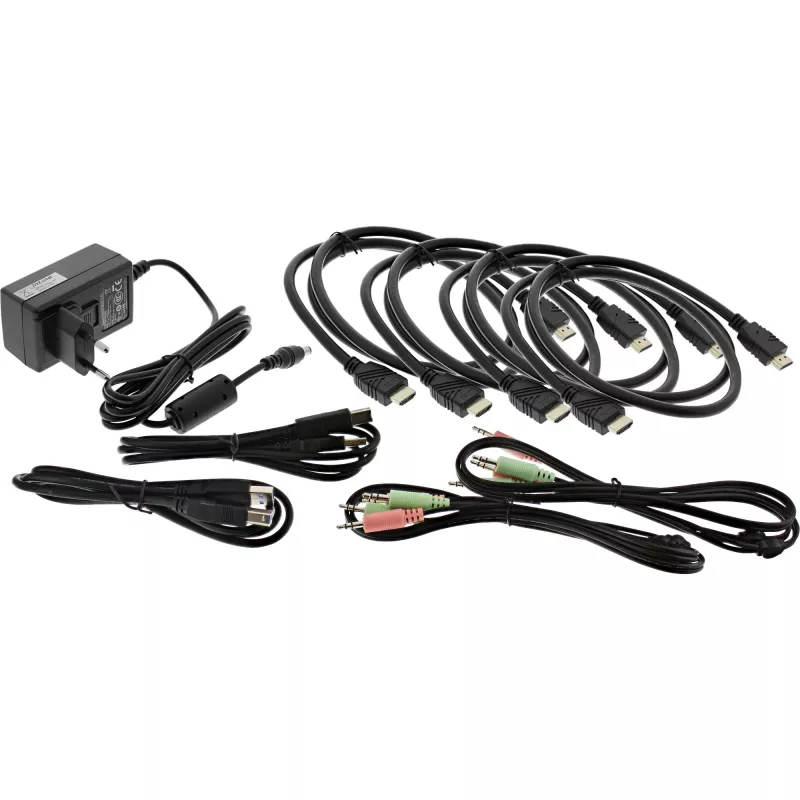 Conmutador KVM de sobremesa InLine 62652I 2 puertos doble monitor HDMI 4K USB 3.0 Audio