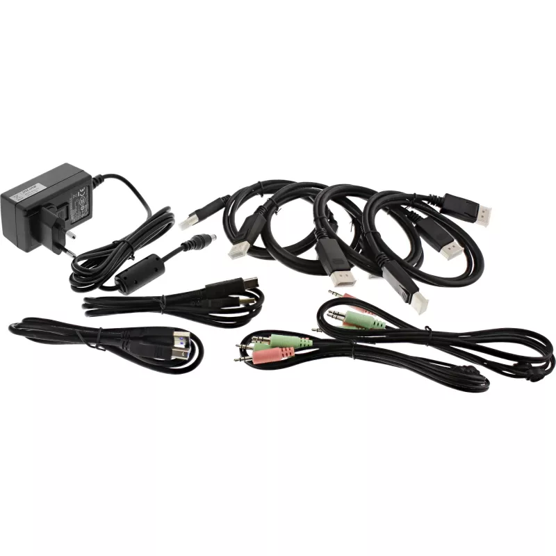Conmutador KVM de sobremesa InLine, 2 puertos, doble monitor DP 1.2, 4K, USB 3.0, Audio