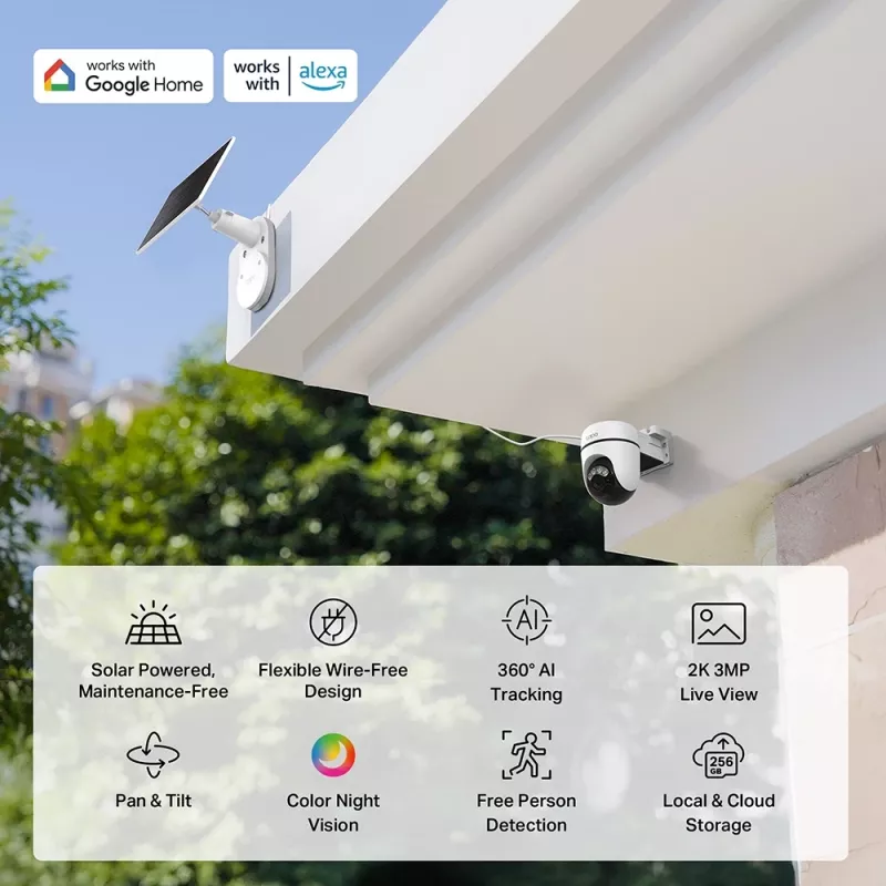 TP-Link Tapo Kit Cámara de Seguridad con Panel Solar y Giro/Inclinación